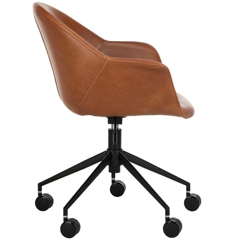 Kealey Cognac Swivel Bicast Leather Office Chair