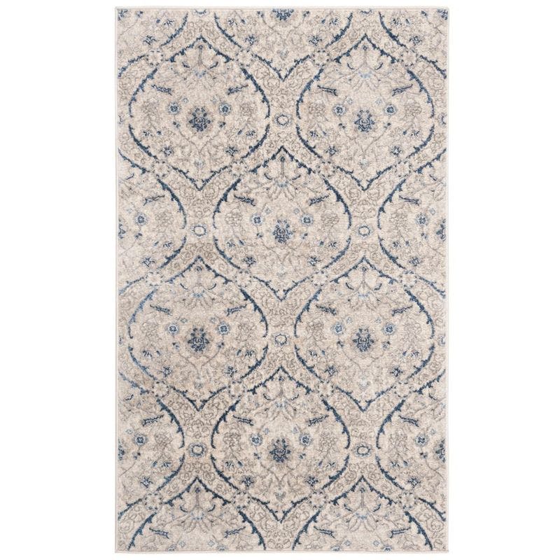 Elegant Gray Synthetic 4' x 6' Hand-Knotted Area Rug