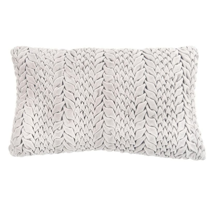 Contemporary Gray Cotton Rectangular Decorative Pillow