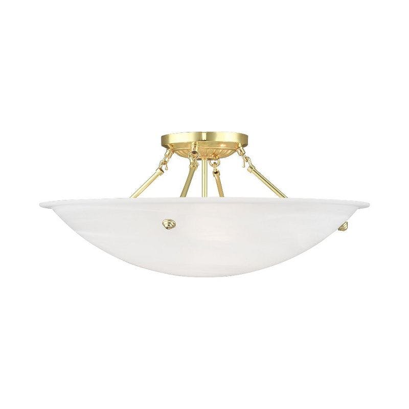 Oasis Polished Brass 4-Light Flush Mount with White Alabaster Glass