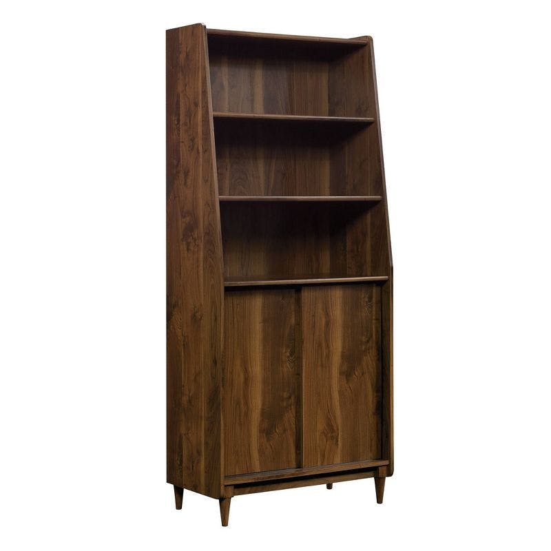 Grand Walnut Adjustable 70'' Bookcase with Sliding Doors