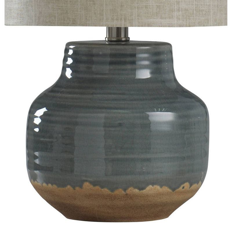 Prova 20" Grey Ceramic Table Lamp with Beige Hardback Shade