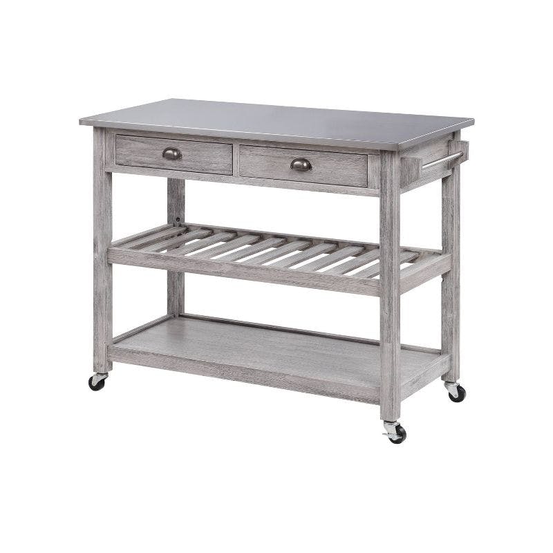 Storm Gray Sonoma 49" Stainless Steel Top Kitchen Cart with Storage