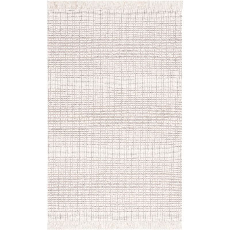 Elegant Ivory & Beige Hand-Woven Wool Area Rug - 3' x 5'