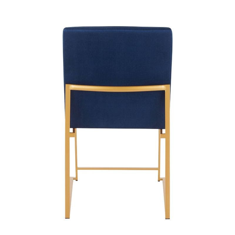 Fuji Luxe Blue Velvet Gold Metal High Back Side Chair
