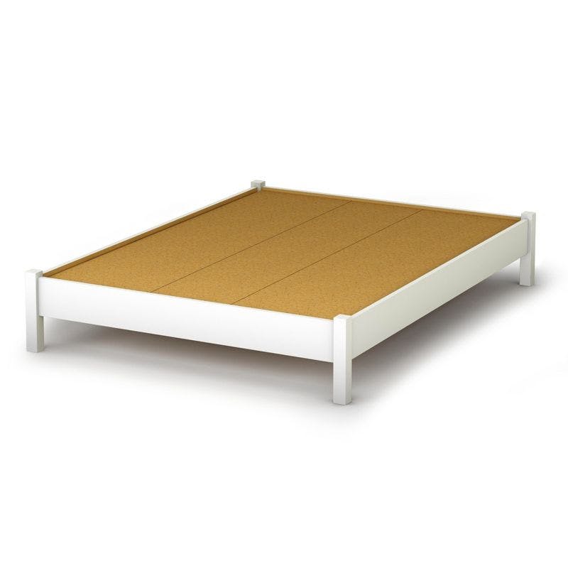 Sleek Pure White Full Platform Bed with Bold Legs