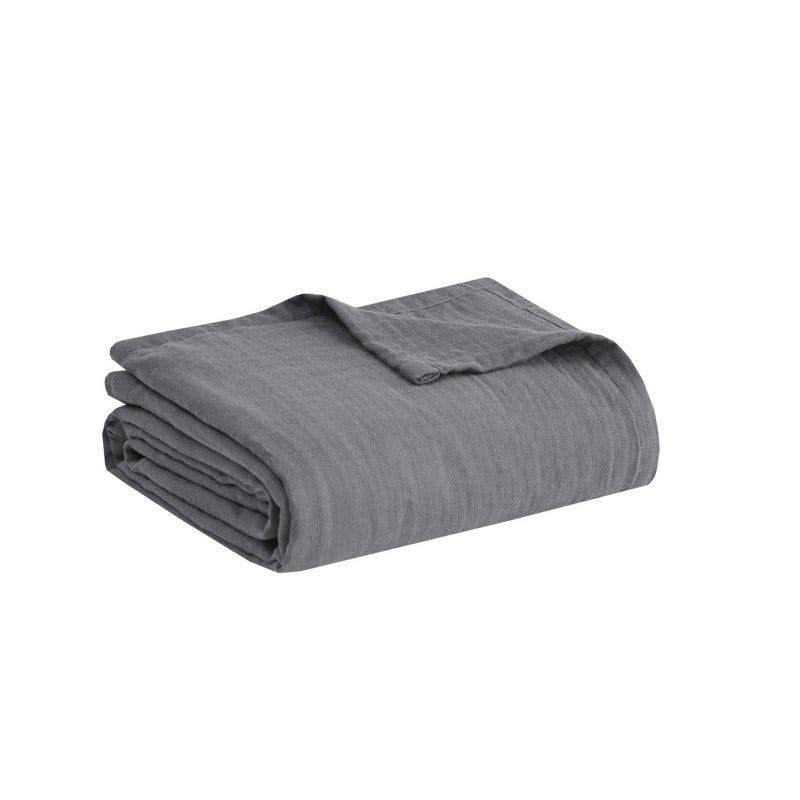 Casual Charcoal King Cotton Gauze Layered Blanket