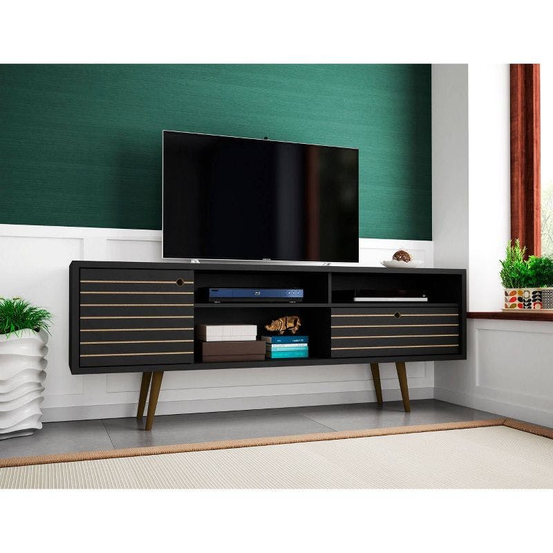 Liberty Modern Black Engineered Wood TV Stand with Splayed Legs