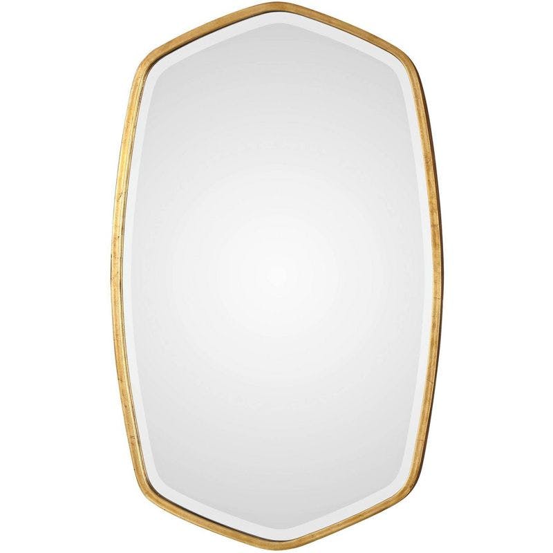 Oceano 22"x36" Gold Leaf Iron Frame Oval Wall Mirror