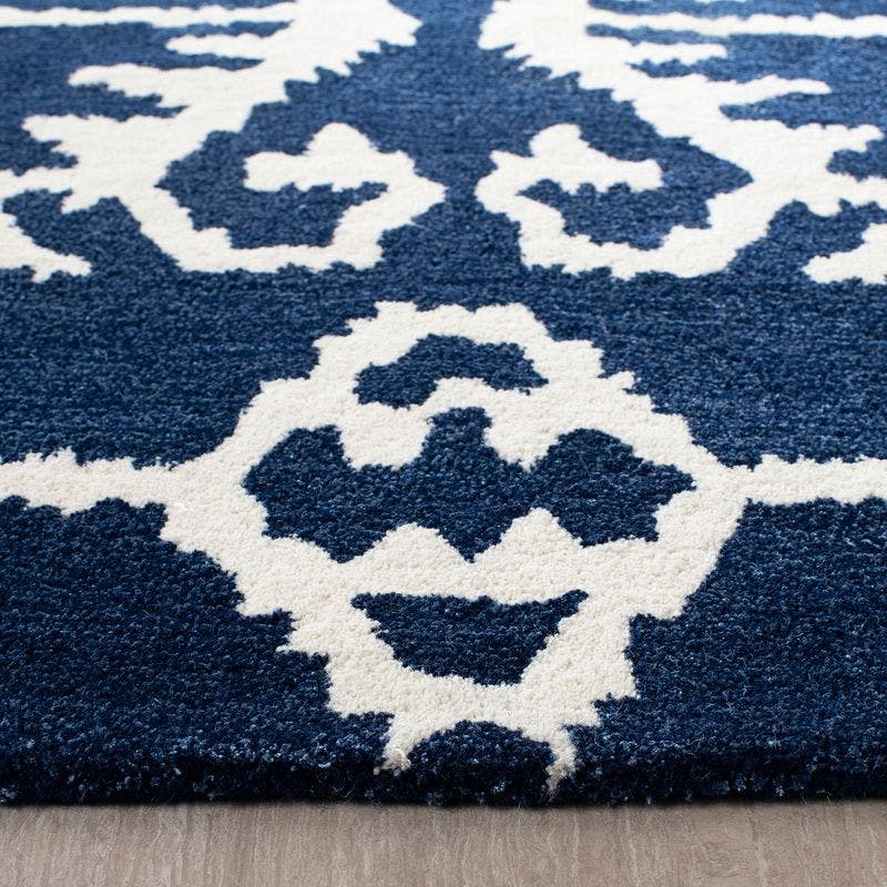 Ivory Square Hand-Tufted Wool Non-Slip Accent Rug 24"