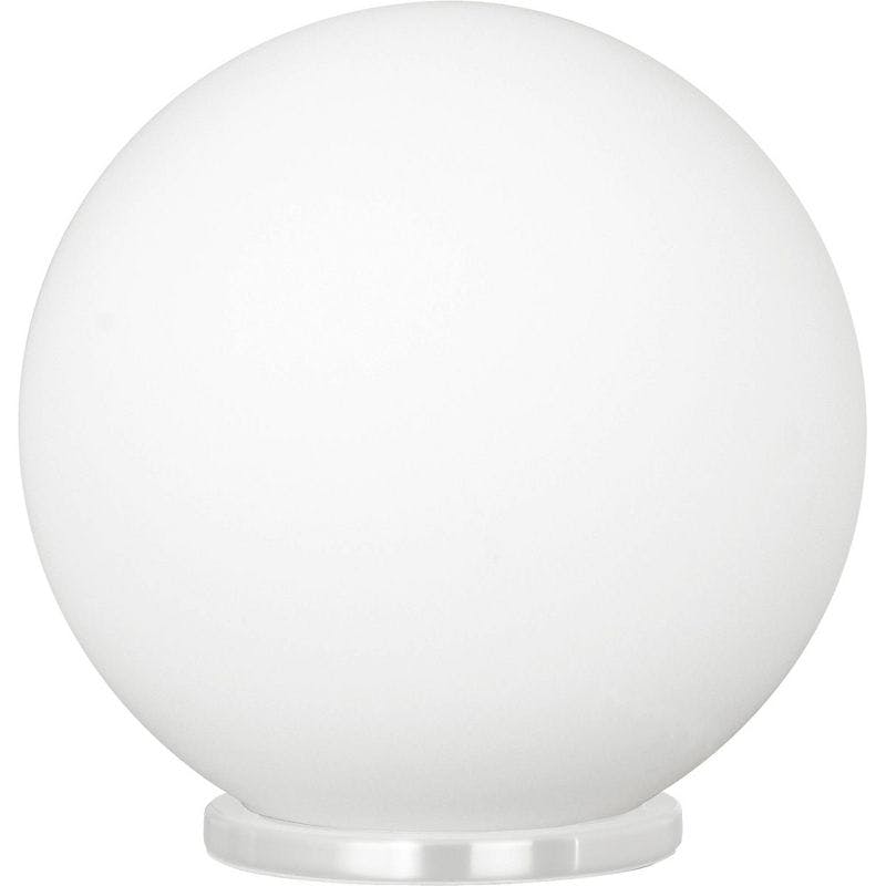 Mia 8" White Metal Globe Table Lamp with Frosted Glass Shade