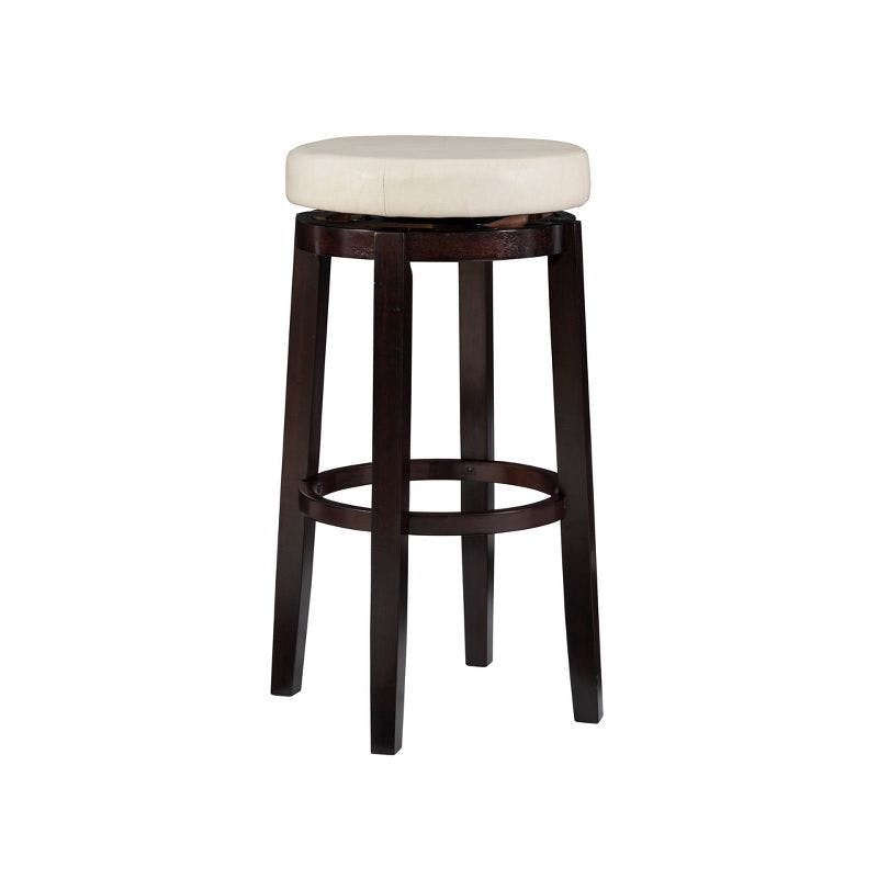Maya Transitional Swivel Backless Barstool in Brown Faux Leather