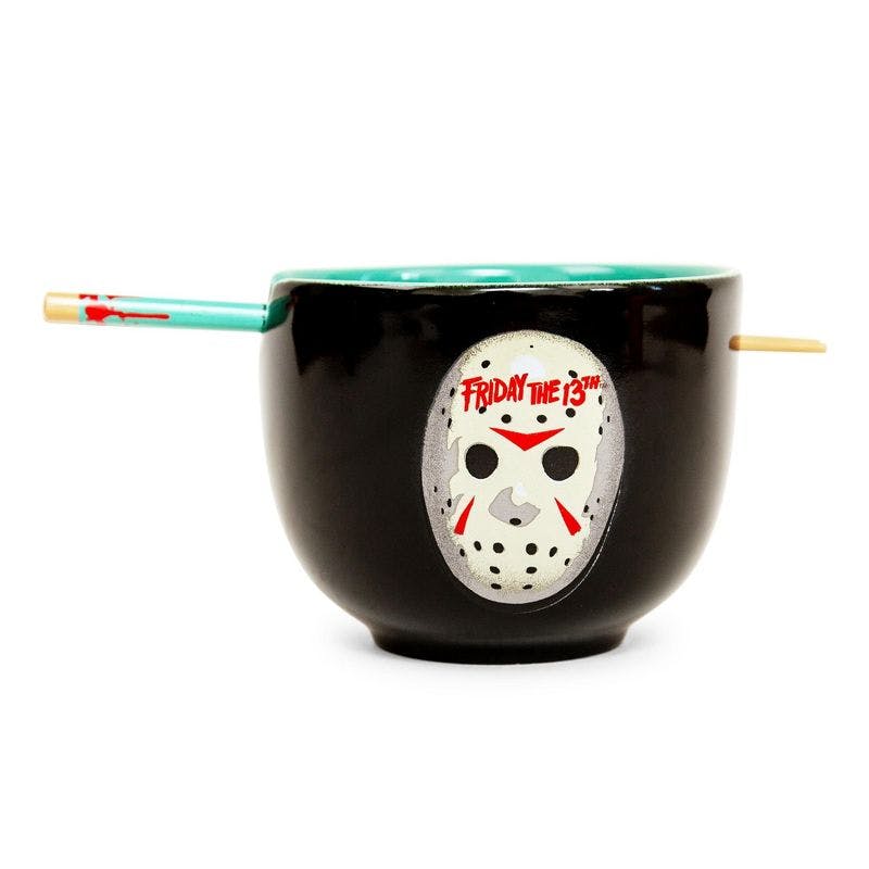 Jason Voorhees 20-Ounce Jet-Black Ramen Bowl with Chopsticks