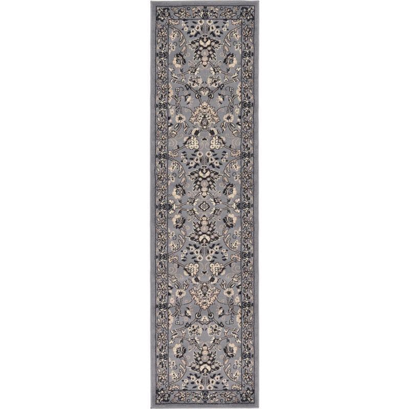 Gray/Ivory Reversible Indoor Runner with Traditional Medallion Design