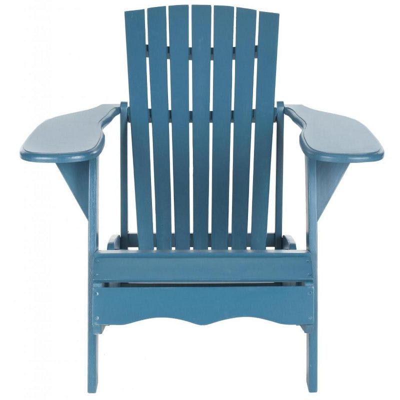 Transitional Teal Acacia Wood Arm Chair with Wide Rest