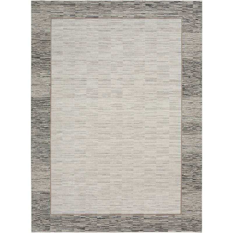 Modern Abstract Shimmer Grey Black Synthetic Rug - 7'10" x 9'10"