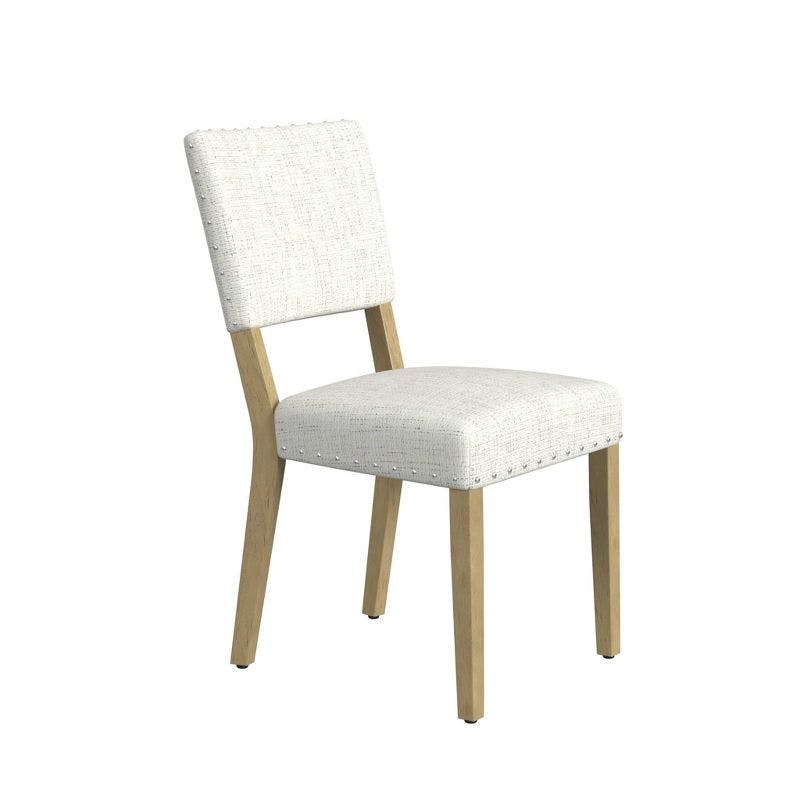 Elegant Cream Linen and Wood Parsons Side Chair Set