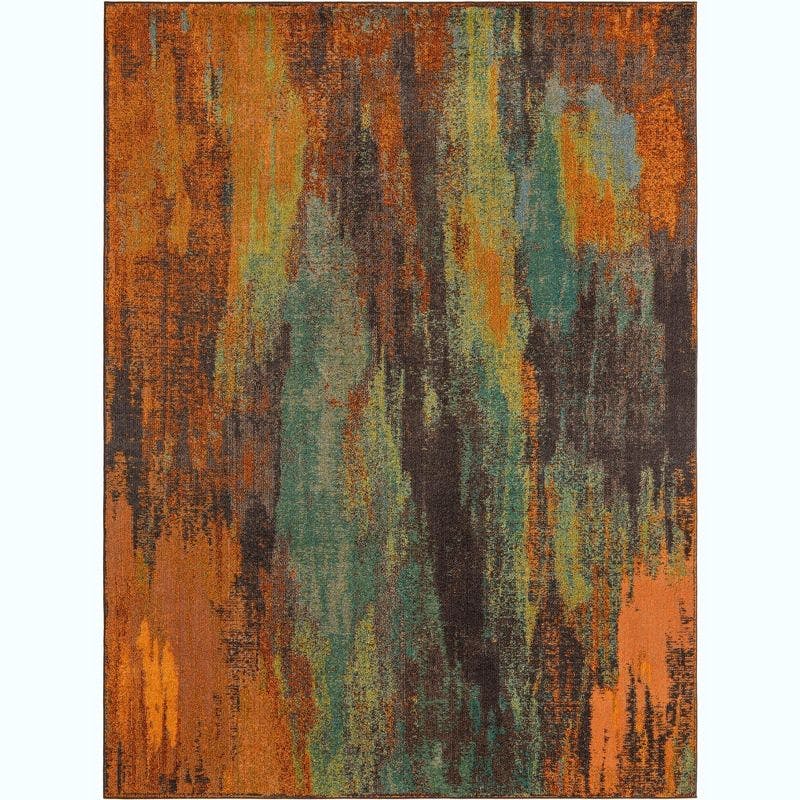 Vibrant Abstract Multi-Color 9' x 12' Synthetic Area Rug