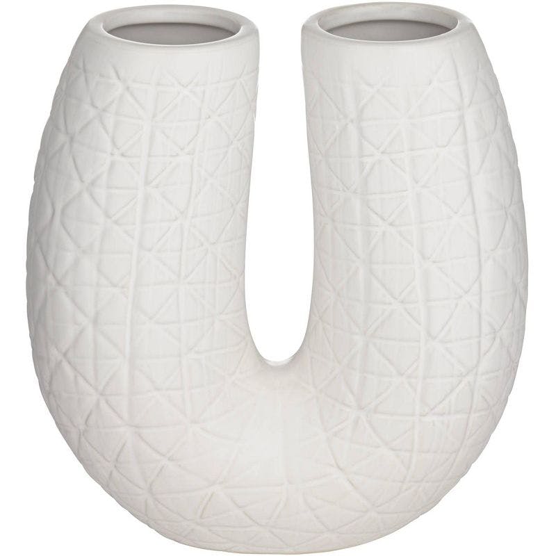 Albuquerque Matte White 12" Porcelain U-Shaped Decorative Vase