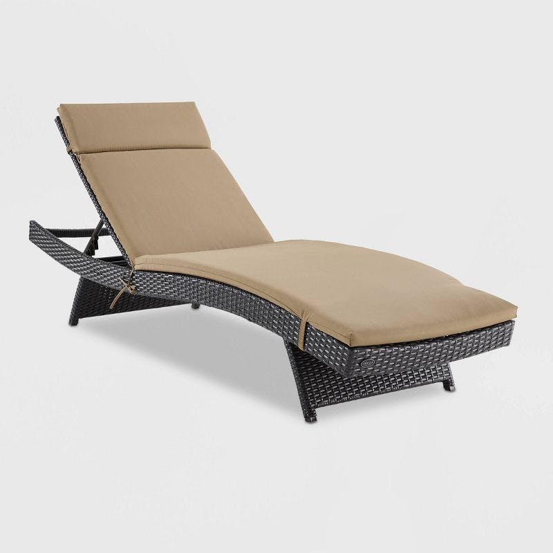 Biscayne Mocha Cushioned Outdoor Chaise Lounger in Dark Brown