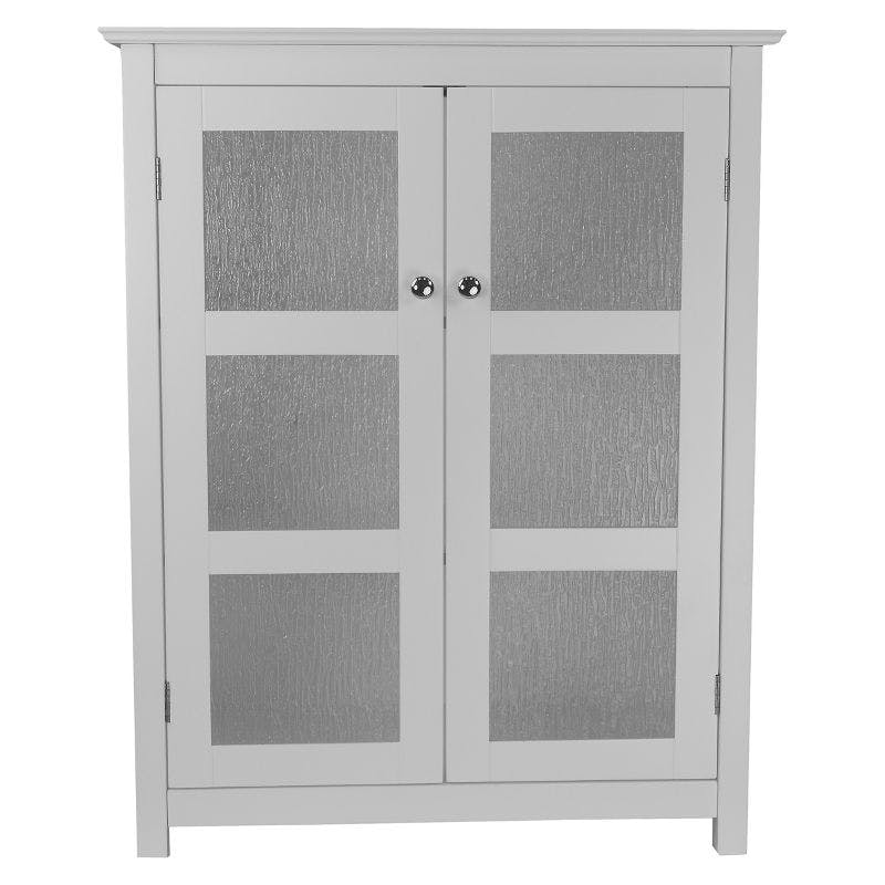 Connor Classic White Floor Cabinet with Textured Glass Doors