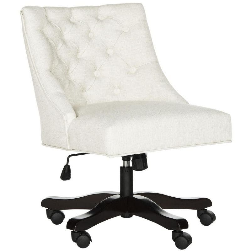 Polished Espresso and Crème Tufted Transitional Desk Chair