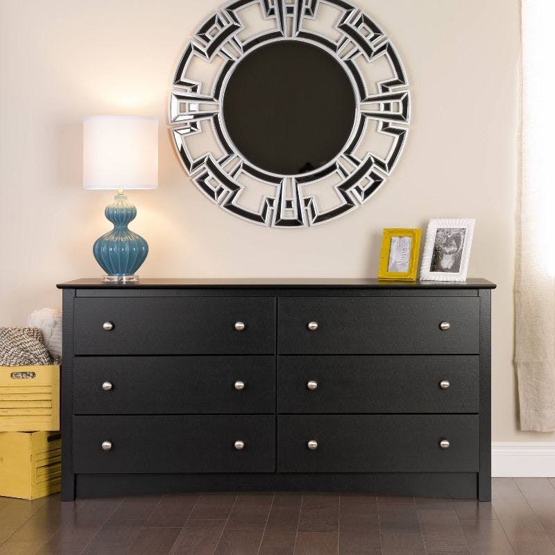 Sonoma Modern Black Double Dresser with Extra Deep Drawers