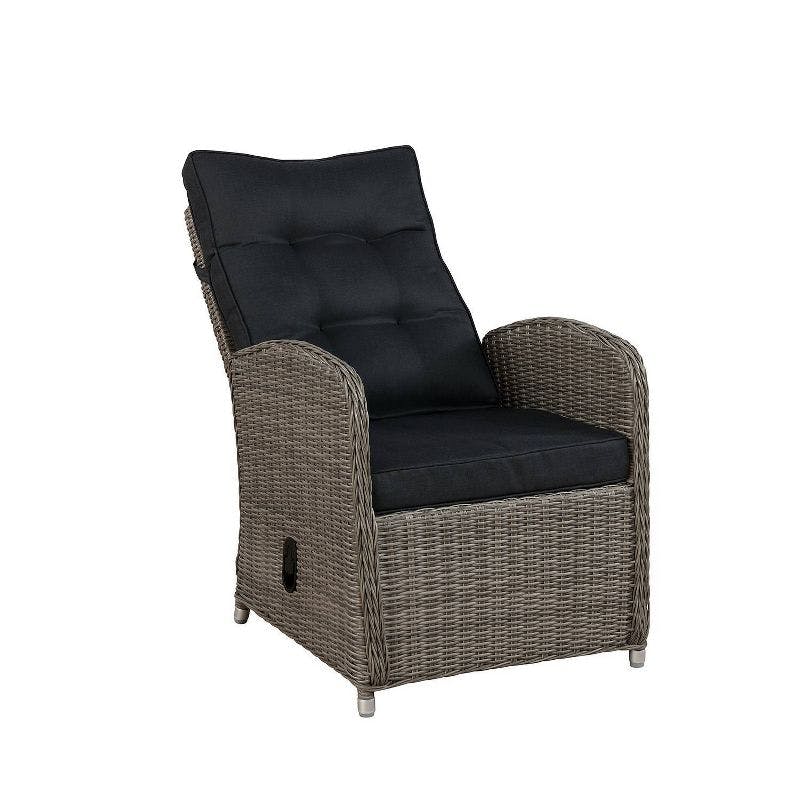 Gray Monaco 40'' All-Weather Wicker Outdoor Recliner with Ottoman