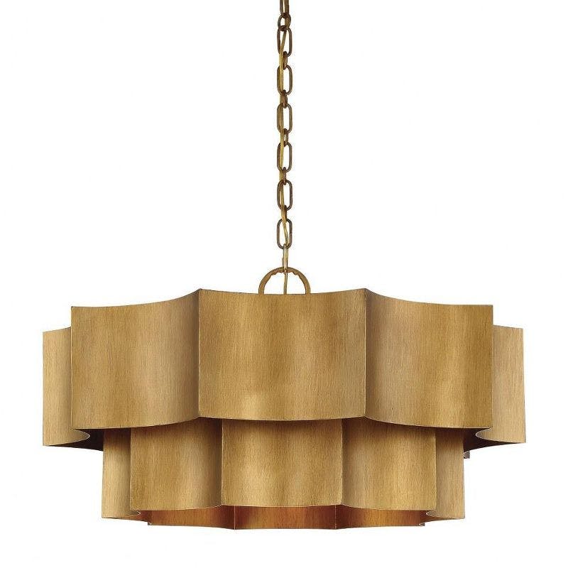 Shelby 6-Light Gold Patina Metal Tiered Pendant Chandelier