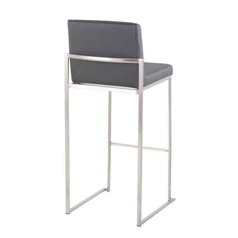 Fuji 26'' Adjustable Stainless Steel and Grey Faux Leather Bar Stool