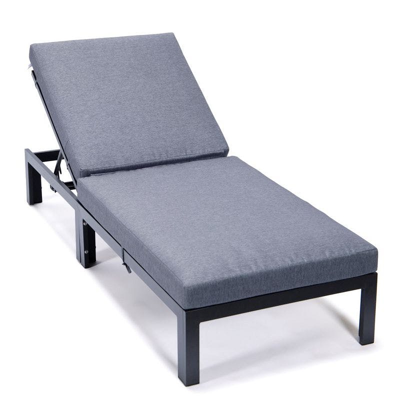 Chelsea Modern Adjustable Backrest Blue Aluminum Outdoor Chaise Lounge