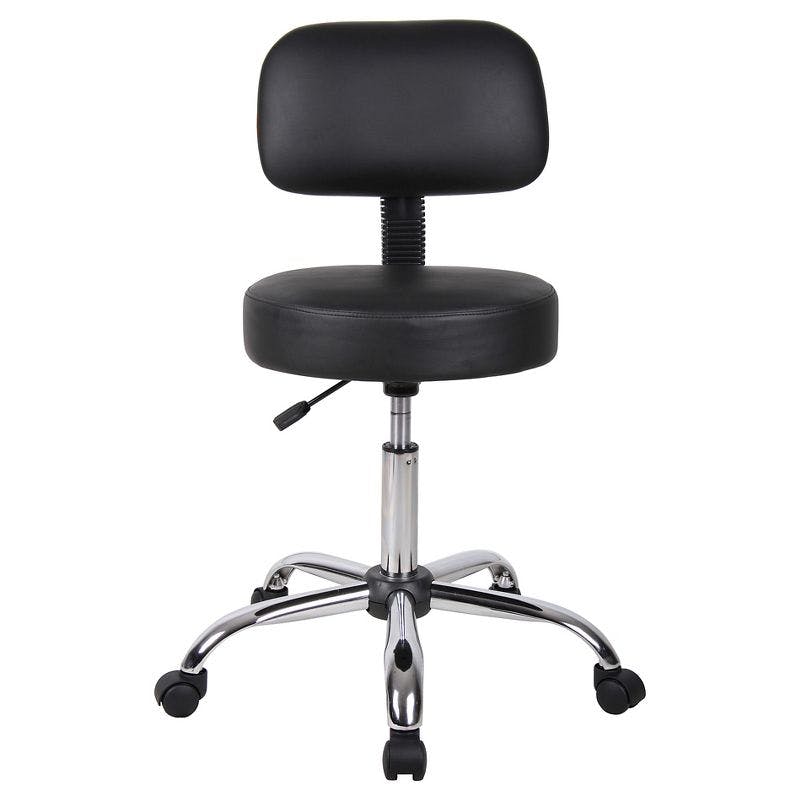 ErgoComfort Adjustable Black Vinyl Swivel Chair with Chrome Star Base