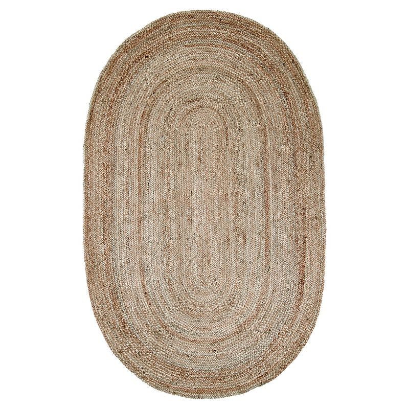 Maui Natural Braided Handwoven Jute 5' x 8' Oval Rug