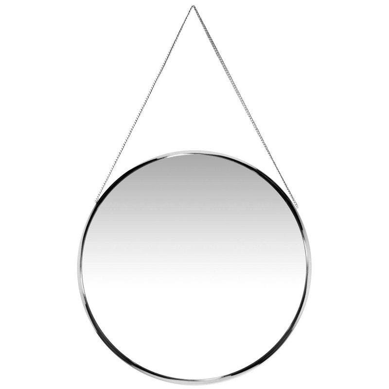 Infinity Franc 17.5" Round Silver Wall Mirror with Metal Chain