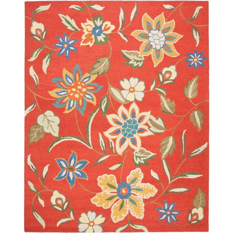 Ivory Floral Hand-Knotted Wool Area Rug 8' x 10'