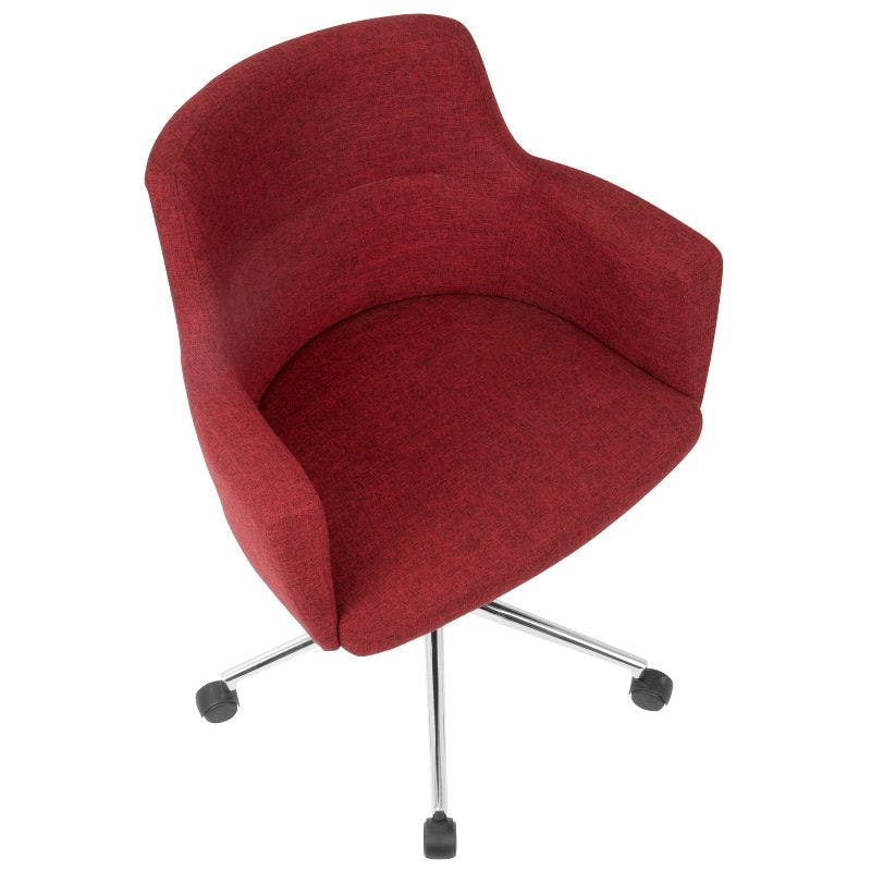 Celtic Red Fabric Swivel Arm Chair with Metal Base