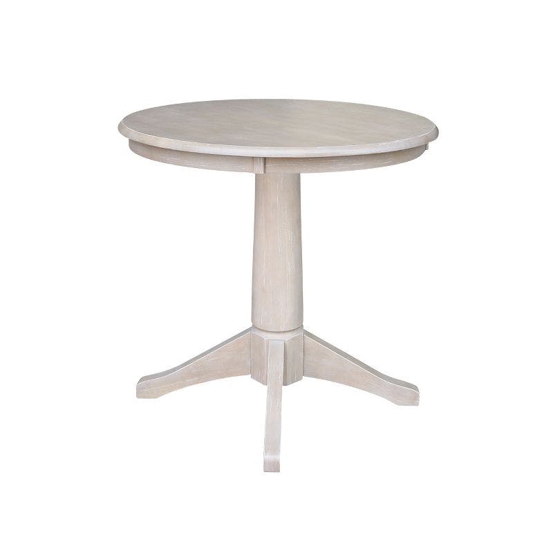 Elegant French Country Round Pedestal Dining Table in Weathered Gray