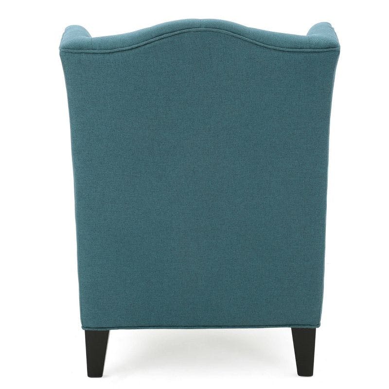 Handcrafted Dark Teal High Back Wood Accent Chair