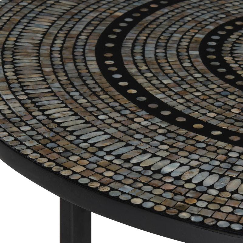 Cheyenne 40'' Round Black Wood & Metal Mosaic Coffee Table