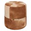 Handmade Patchwork Leather Cylinder Ottoman in Brown - 16" x 16" x 16"