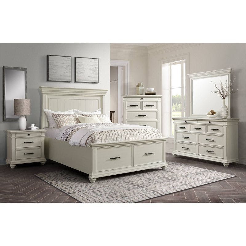 Transitional White 3-Drawer Nightstand with USB Ports