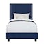 Transitional Blue Twin Upholstered Platform Bed with Nailhead Trim