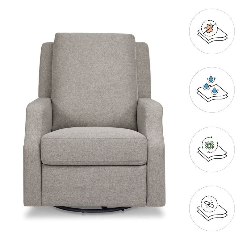 Eco-Weave Performance Grey Swivel Recliner with Velvet Accents