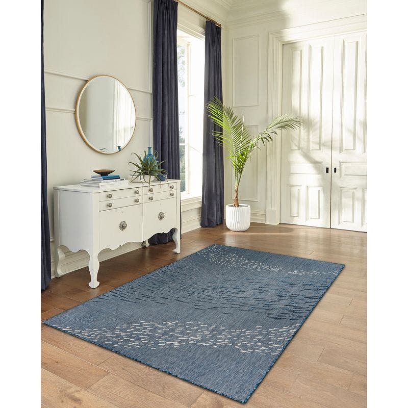 Navy Vintage Floral Flatwoven Synthetic Rug 3'3" x 4'11"