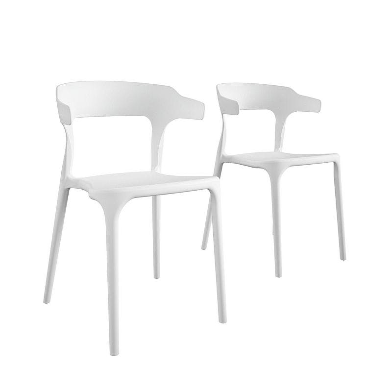 Felix Indoor/Outdoor White Dining Chairs with Cushions, 2-Pack