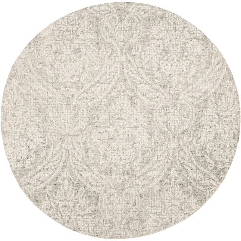 Handmade Abstract Tufted Wool Round Rug in Gray - 6' Diameter