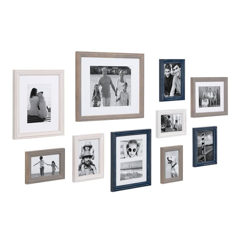 Coastal Multicolored Wood Gallery Wall Frame Set - 10 Pieces