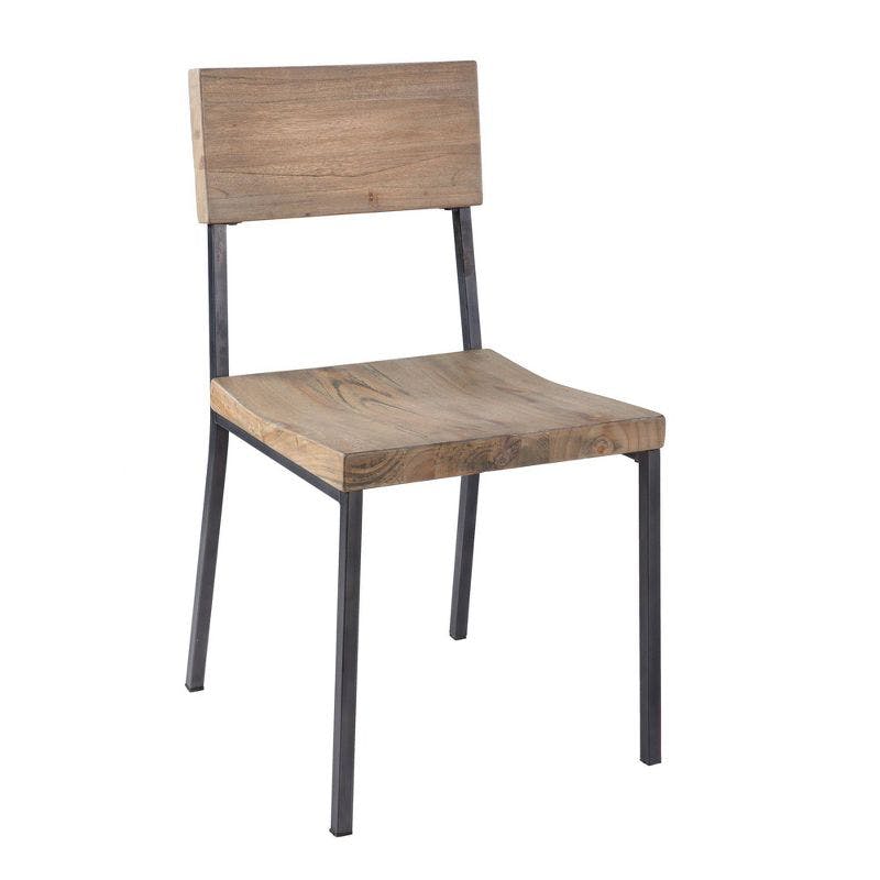 Tacoma Industrial Mindi Wood and Steel Side Chair, Set of 2