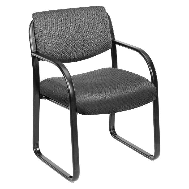Elegant Gray Fabric Guest Chair with Metal Wood Frame