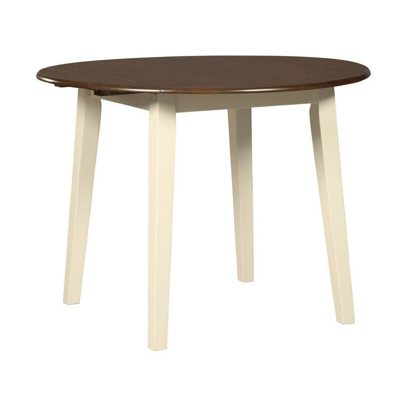 Cottage Charm Cream and Brown Round Extendable Dining Table